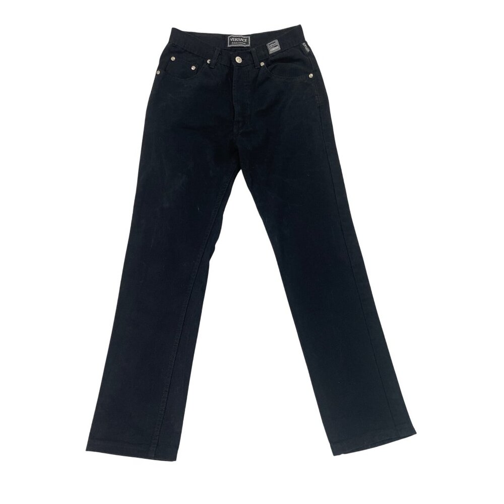 Versace Jeans Couture Black Denim Straight-Leg Jeans Mens Button Fly Size 30